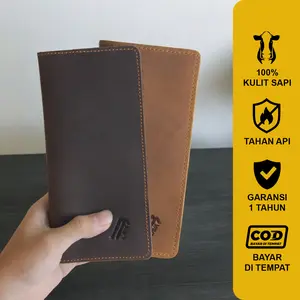 Dompet Pria Panjang Kulit Asli Lava Anjasmoro Wallet Crazy Horse Coklat 100% Original Slot HP 10 Slot Kartu ATM