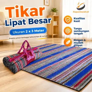 Tikar Lipat 2x3 Meter Tanpa Sambungan Tikar Plastik Anyaman Besar 200x300 cm Tebal Untuk Lesehan Piknik Pengajian