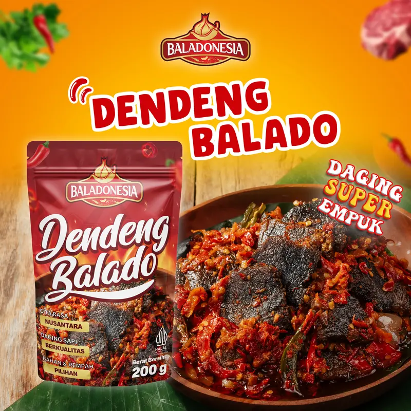 Gratis Ongkir Dendeng Sapi Baladonesia 200gr / Oseng mercon Daging  / sambal balado pedas enak lembut dan gurih tanpa bahan pengawet 0