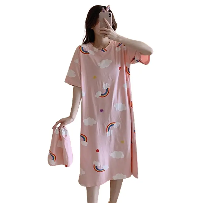 Daster Wanita Premium Baju Tidur Remaja Dewasa Gaun Malam Motif Nyaman Dress DS3 Katun Panjang Merah 0