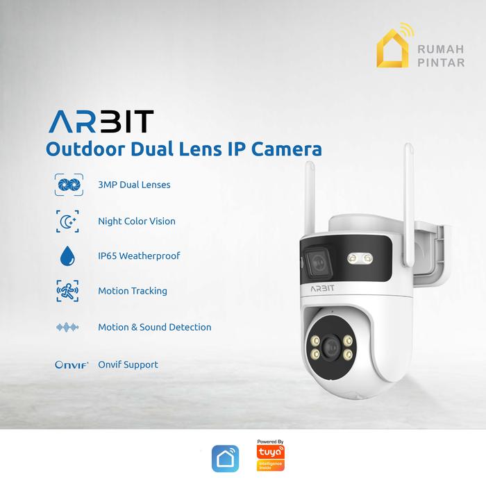 Gambar ARBIT WiFi Outdoor Dual Lens IP Camera CCTV Pintar Smart Home Lensa Ganda 3 MP Tahan Air Cuaca dari ARBIT Smart Home Kota Administrasi Jakarta Barat Tokopedia