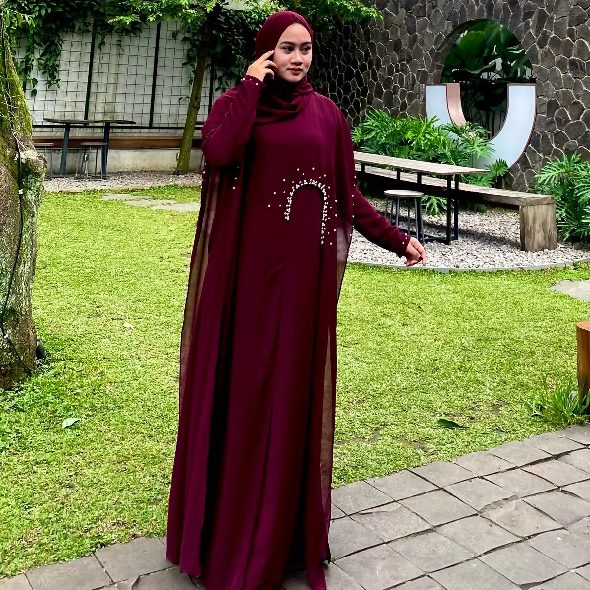 Abaya LUNA PLUS PASHMINA simple turkey terbaru 2025 Mutiara Payet abaya  remaja Ceruty Muslim