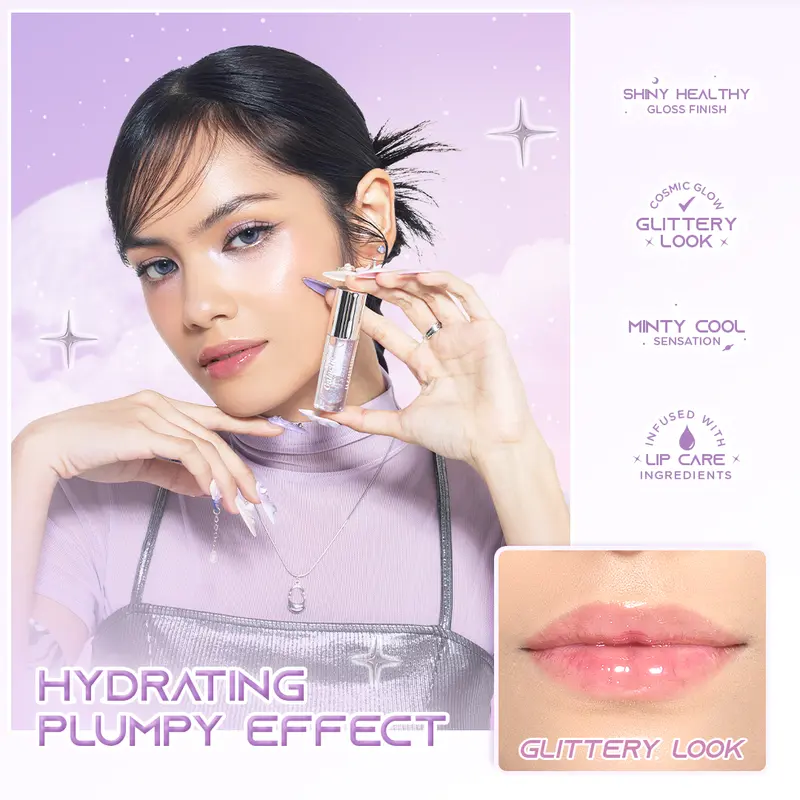 Azarine Galactic Shine Lip Gloss Hyper Shine Coating Glitter 2 ml 3