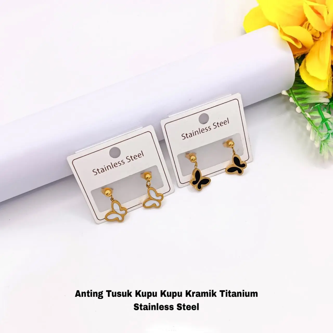Anting Titanium Model Terbaru - Gaya Korea - Earrings kalung  aesthetic Emas Hadiah Silver Wanita