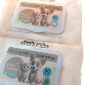 TISU PET CLEANING CARE WIPES TISU BASAH EMELY ISI 80 PCS NATURAL,LAVENDER CAT & DOG