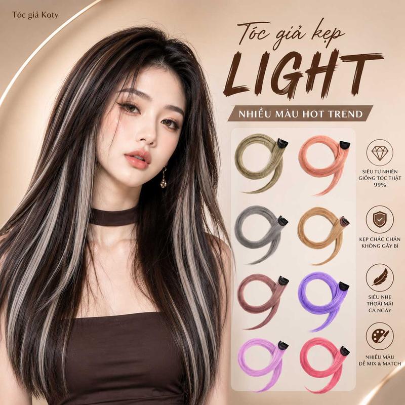 Tóc giả kẹp light thẳng 60cm Koty | Tóc giả nữ nhiều màu phong cách Hàn Quốc T1