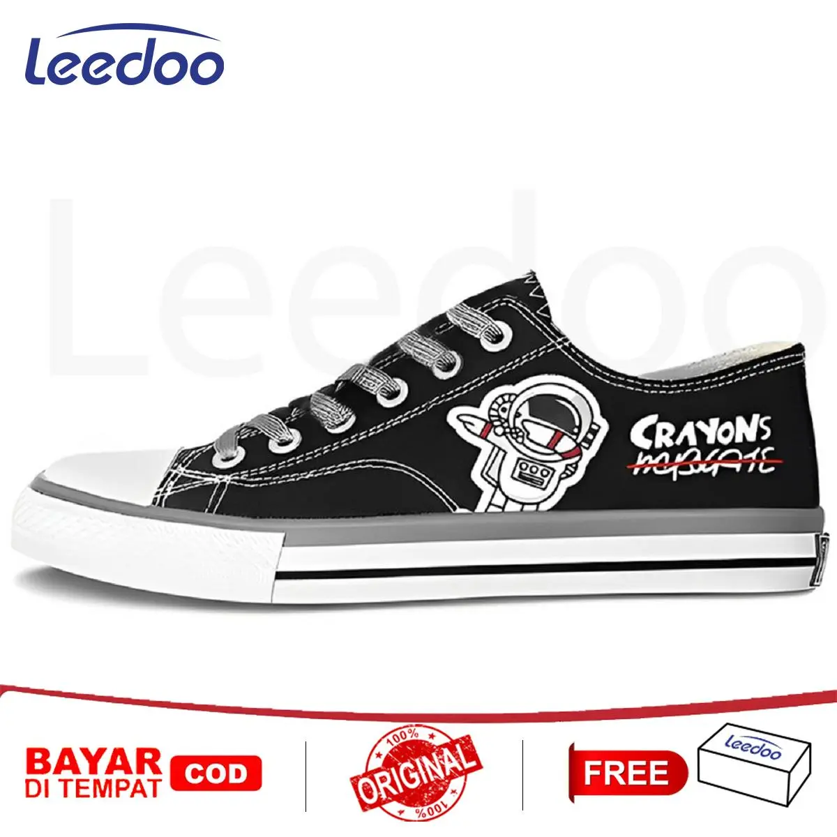 Leedoo Sepatu Sekolah Pria Sepatu Karet Cowok Kanvas Tali Casual Shoes Sepatu Sekolah Kerja MC312