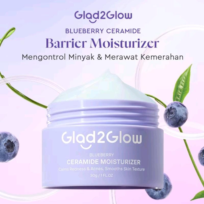 Glad2Glow bundle 3in1 Peeling Solotiom Exfoliathing +Moizturizer Blueberry + Facial Cleanser Blueberry Mencerahkan Extract Niacinamide Pha Mengencangkan Wajah g2g 2