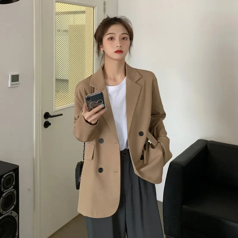 Black suit jacket for women in spring and autumn, new Korean style loose and versatile long sleeved suit top ins Womenswear Coats