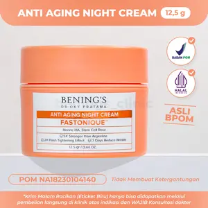 BENINGS Anti Aging Night Cream Fastonique 12,5g - Krim Malam Racikan Extract Berjerawat Berminyak Memudarkan Bruntusan Pembersihan Wajah