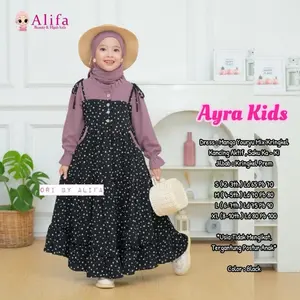 Ayra Dres Kid Free Pasmina Bestseller Usia 2-10 Tahun Bahan Mango Mix Crinkle Original Alifa