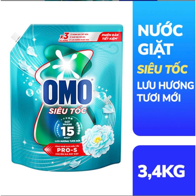 OMO Nước Giặt Siêu Tốc 3,4KG - Lưu Hương Tươi Mới Pro-S Giặt Nhẹ 15 Phút
