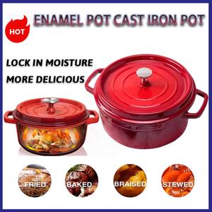 Enamel Pot Cast iron Pot Household Soup Pot Uncoated Pot Multifunctional Kitchen Cooker 20CM/24CM/28CM Pot