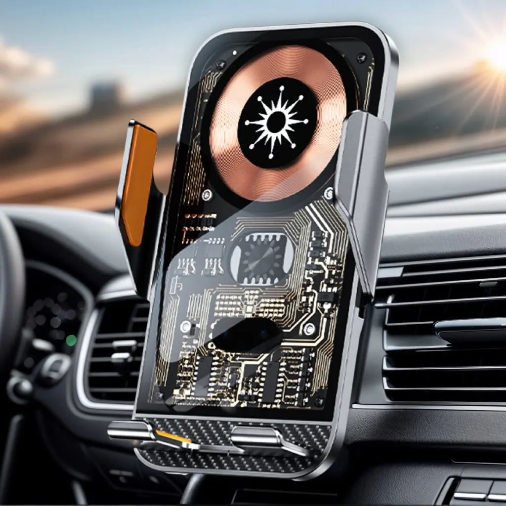 Majesun Model 15W Mobile Phone Wireless Fast Car Charger Induction Braceket Airvent Mounted Universal Automatic Clamping Wireless Charger Infrared Sensing 360° Rotation Intelligent Wireless Fast Charging Vehicle Holder for Phones