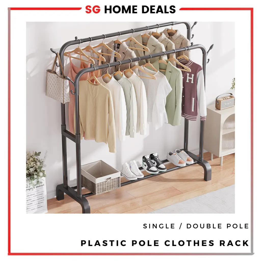Sturdy Clothes Rack Drying Hanging / Heavy Duty Laundry Hanger Shelves / Metal Rack