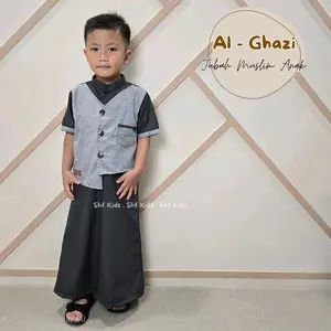 Shf Kids - Koko jubah anak 1-10 tahun lengan pendek Baju muslim anak bahan toyobo mix katun madinah