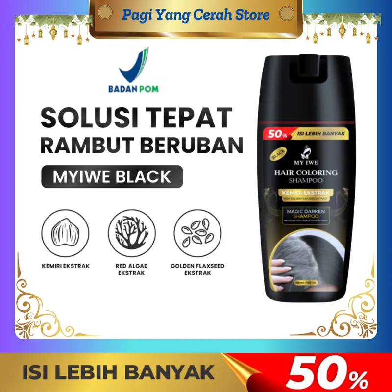 Shampo Penghitam Uban Rambut My Iwe Hair Coloring Black Shampoo Original-Myiwe Shampo Untuk Mewarnai Penghitam Rambut Berkilau Penghilang Uban-Sampo Untuk Rambut Berwarna Dye Pewarna Cat Temporary 0