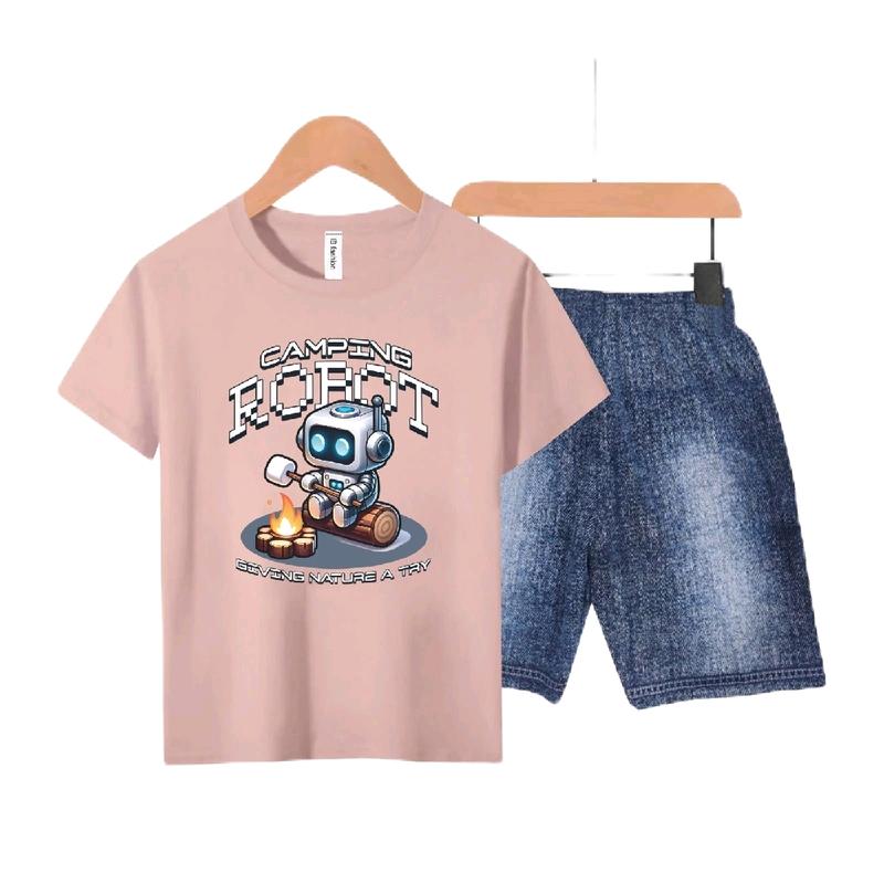 Setelan Anak-Anak Unisex Semi Jeans/Robot Digital Sablon Fashion Baju Celana 5