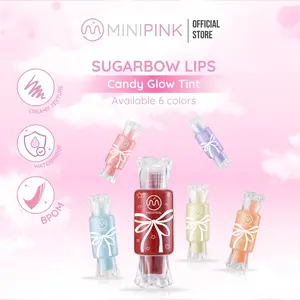 MINIPINK Sugarbow Lips Tint Candy Lip Glaze Colorful Pigmented Lipstick Tinted Kosmetik Bibir Gloss Cherry Waterproof Lasting MP061
