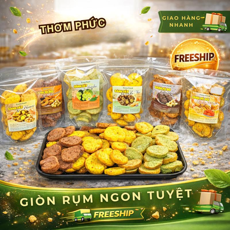 [Combo 3 Mix Vị] Tổng Hợp Các Vị Bánh Mì Sấy: Matcha / Bơ Tỏi / Phô Mai / Caramen / Trứng Muối / Cafe Caramen / Tiramisu Thơm Béo | Ăn Vặt Ngon, Dễ Thưởng Thức