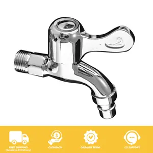 Kran Tembok Tancap Tembok Kran Air Bahan Stainless Engkol Putar 2102+JS-136 kran air