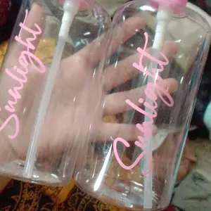 Botol Sabun Cair Aesthetic 500ml TUTUP PINK Transparan & Putih Glosy Plastik Pump