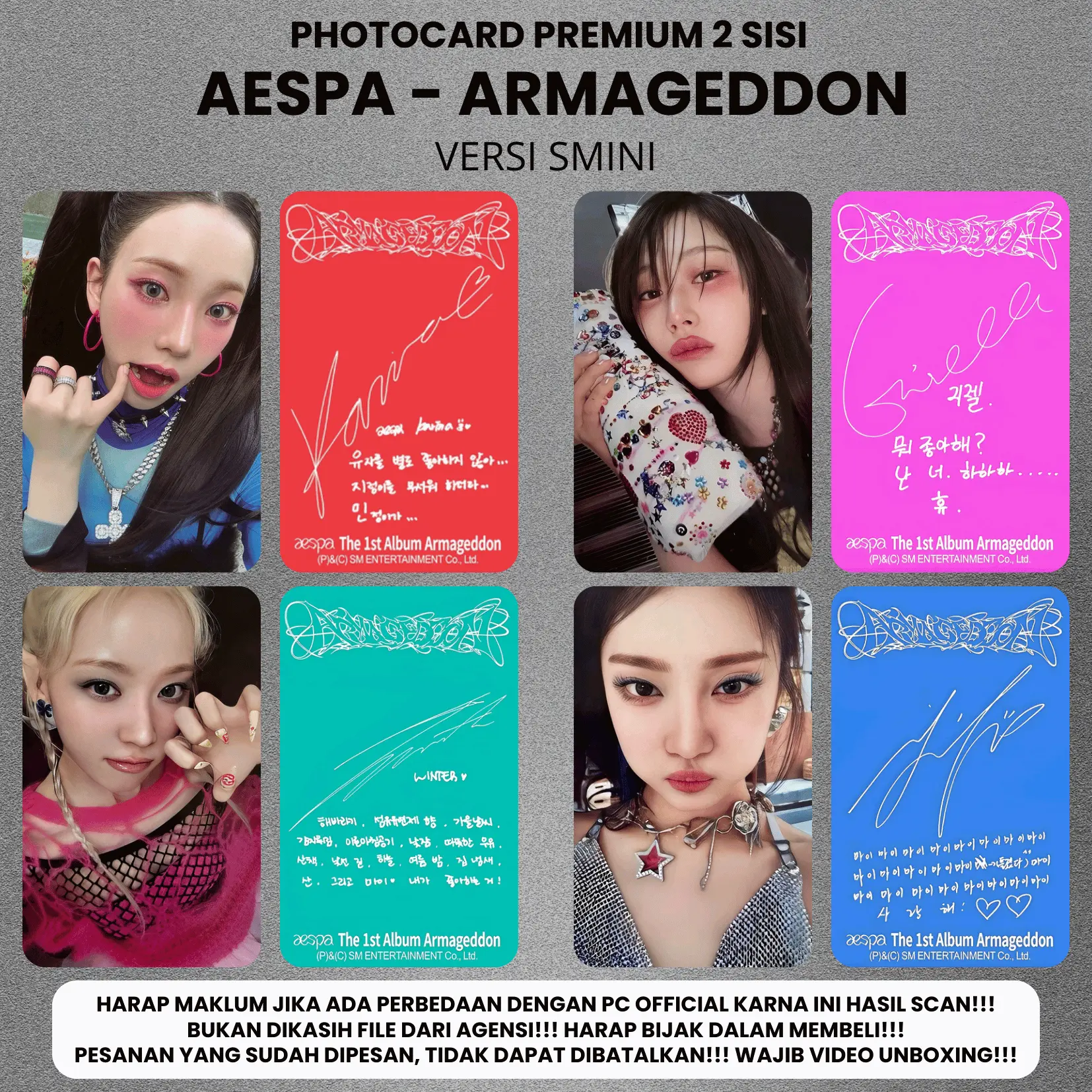 (ISI 4 PCS) Photocard AESPA ARMAGEDDON SUPERNOVA - Potocard PC Premium 2 Sisi Kartu Kpop Merch Unofficial