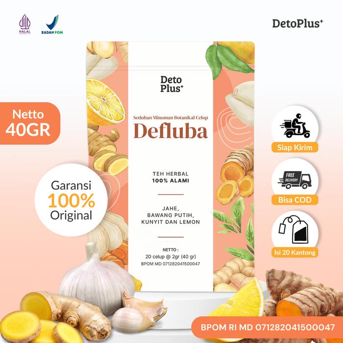 Gambar [BPOM] 1 Teh Defluba Detoplus Herbal - Teh Celup Instan Minuman Rempah Alami Jahe Bawang Putih Lemon - Halal & Original Tea dari Detoplus.id Kota Depok Tokopedia