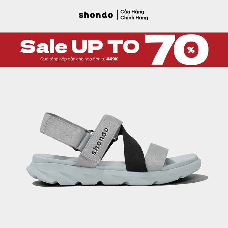 Giày Sandal Nam Nữ SHONDO F6 Sport Thời Trang Nhẹ Êm Đi Học, Đi Làm Đế Cao 3cm Màu Xám Đen F6S2011
