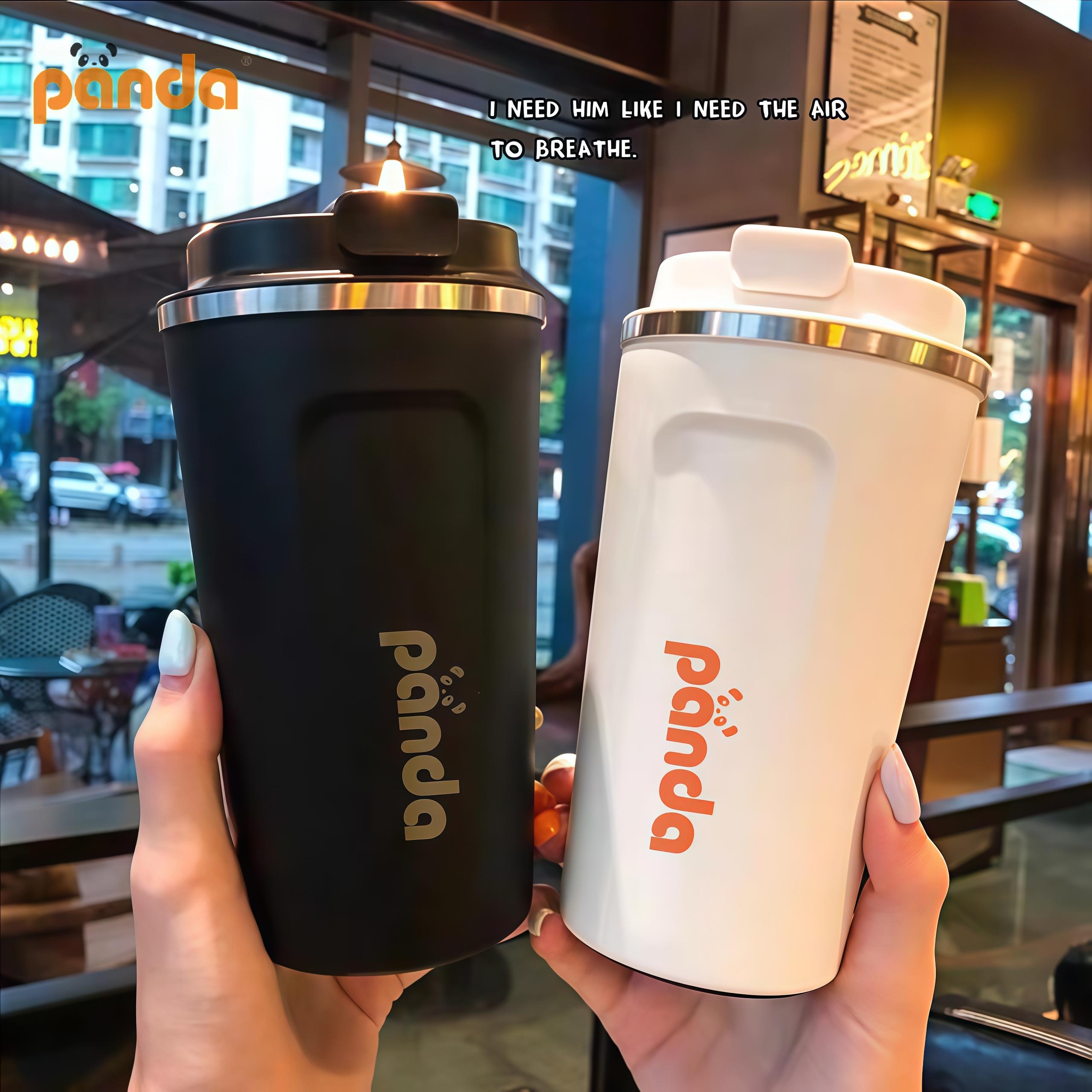 [PANDA]แก้วน้ำ แก้วกาแฟ สแตนเลสแบบพกพา แก้วน้ำสแตนเลส ร้อนพร้อมฝา แก้วเก็บอุณหภูมิ 380ml./500ml.