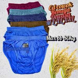 3 6 pcs celana dalam pria dewasa cd cowok remaja laki jumbo big size ukuran M L XL XXL katun polos karet brief  Motif Pendek Nyaman Lembut