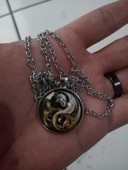 Product Review of Kalung Liontin Yin Yang Art Kaca Cembung Tali Kulit Rantai Stainless Steel from B**l s**3 0