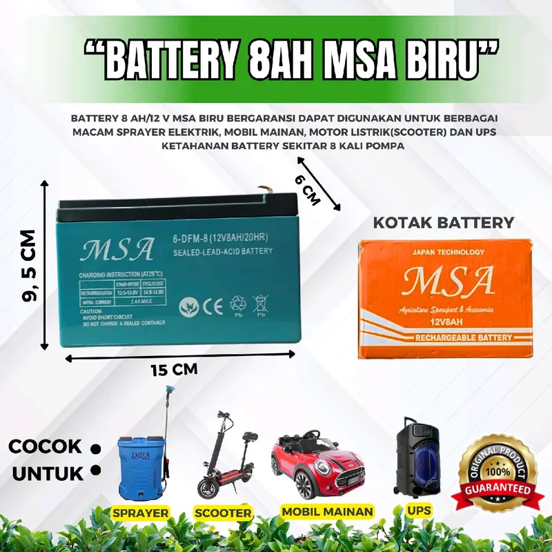 BATERAI AKI 8A 9A 10A12A 12V SPRAYER HAMA ELEKTRIK MSA / Accu Baterai 8AH 9AH 10AH 12AH Jam Batre 3