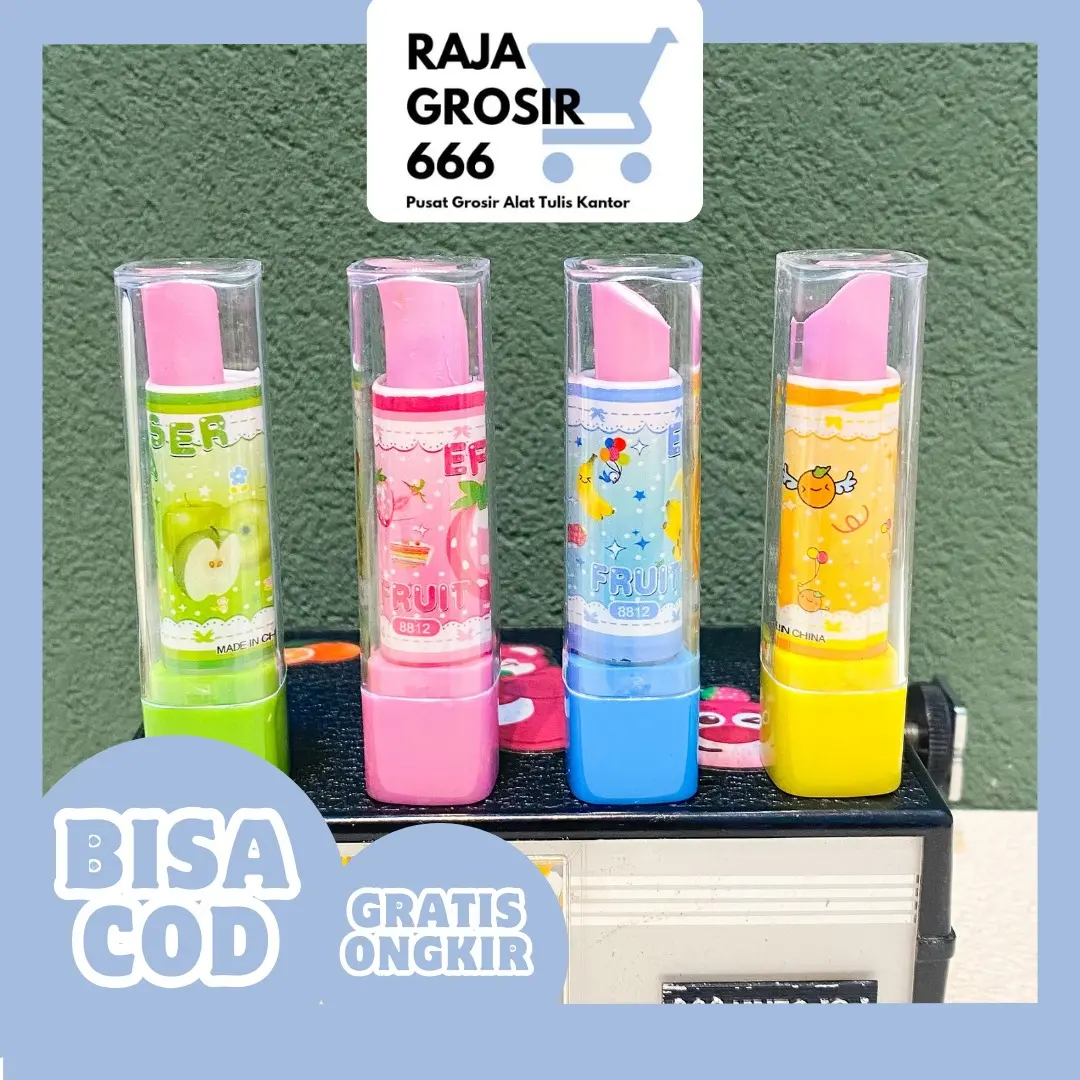 Penghapus Bentuk Lipstik Gambar Buah ER-1218 Random Eraser Buah Warna Warni Lucu gemas kekinian
