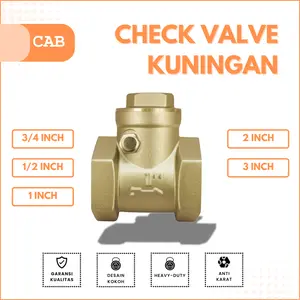 CAB Check Valve 1/2 3/4 1 2 3 / Katup Cek Otomatis Satu Arah Anti Balik Air / Kuningan Asli /premium