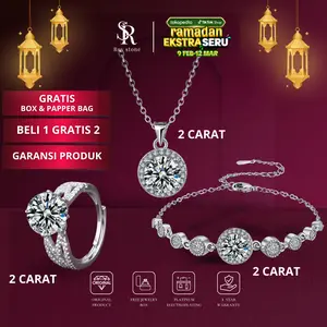 PROMO BUY1 GET3 Cincin Kalung Gelang Anting Perhiasan Satu Set Wanita Aksesoris Permata Zircon Adjustable Elegan & Mewah One set series Kado Valentine Ultah Wedding Enggagment Nikah Tunangan