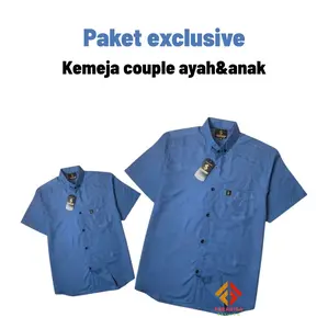 (PAKET COUPLE) Setelan kemeja Ayah Anak Polosan Lengan Pendek II Hem Pasangan Keluarga Dewasa Kids Katun Slimfit