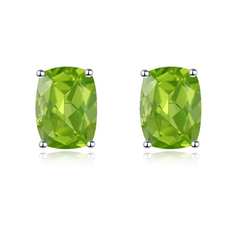 Product Introduction of 2.6ct Peridot Garnet  Solid 925 Sterling Silver Stud Earrings Genuine Gems Vintage Fine Elegant Jewelry for Women New 3