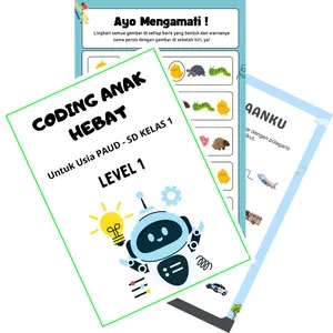 HHFamily - Worksheet Coding Anak Hebat LEVEL 1 (PAUD – Kelas 1 SD) Kertas HVS A5 Isi 50 Lembar Full Warna