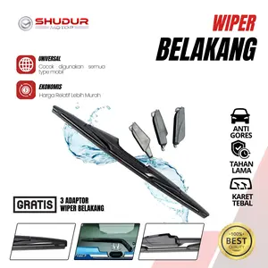 SHUDUR Wiper Belakang Kaca Mobil Rear Wiper Blade Universal Semua Jenis Mobil Tampilan Elegan Karet Berkualitas Free 3 Adaptor untuk Motorcycle Windshield