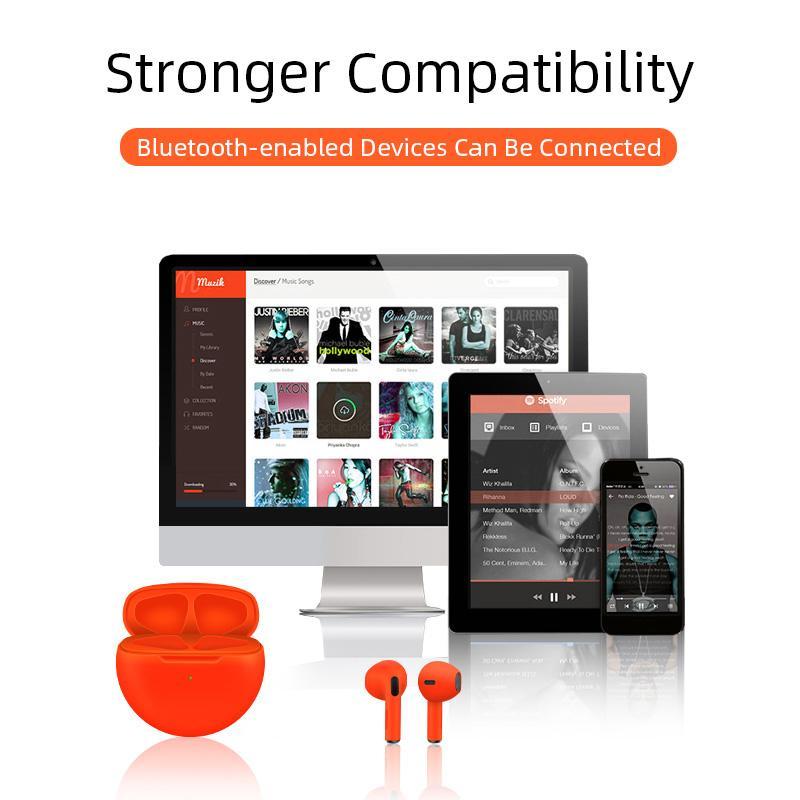 Product Introduction of Tai nghe không dây Pro6 TWS, MỚI, có Mic, Tai nghe Bluetooth Fone, Thích hợp cho thể thao và chạy, Tai nghe, Tương thích với hầu hết các điện thoại di động có Bluetooth 3