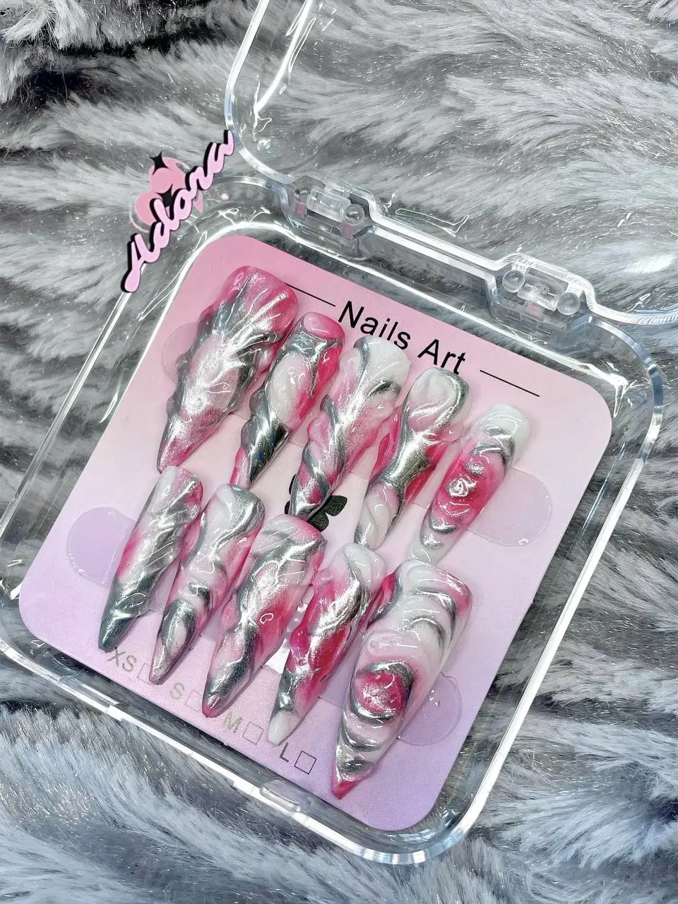 Adora Nails Set Rose-Blizzard (Press On Nail 1 of 1 Exclusive Set)