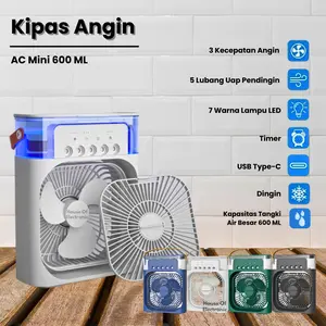 Kipas AC Mini Pendingin Ruangan 600 ML Kipas Angin Air Coller Nano Spray Kipas Angin AC Portable Low Watt AC Fan Mini