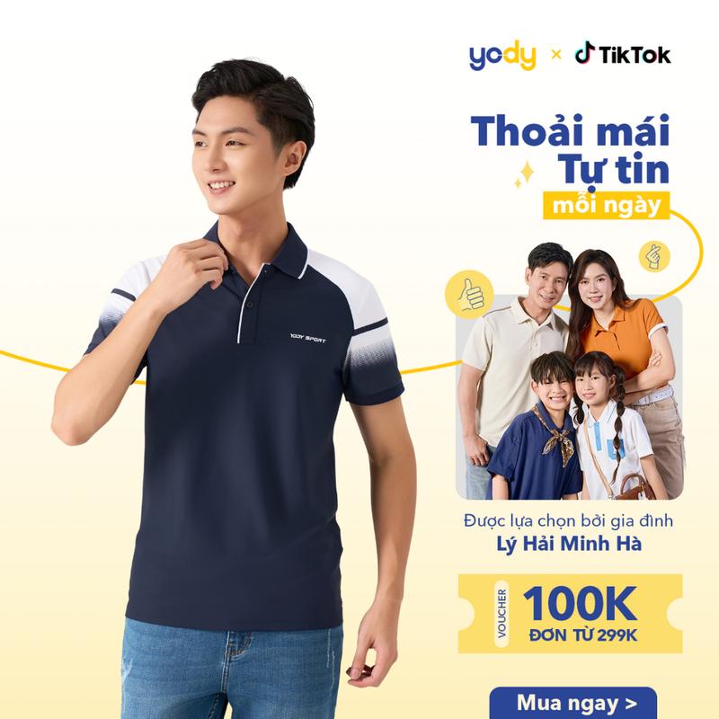 YODY Áo Polo Thể Thao Nam In Chuyển Màu Tay Áo Mềm Mại Thoáng Khí SAM7019