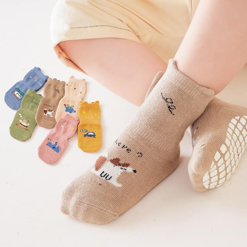 Tất Hoạt Hình Cho Bé, Tất Cotton Mềm Thoáng Khí Cho Trẻ Sơ Sinh, Bé Trai Và Bé Gái, Tất Bắp Chân, Đáy Chống Trượt, Tất Đi Sàn Cho Trẻ Mới Biết Đi