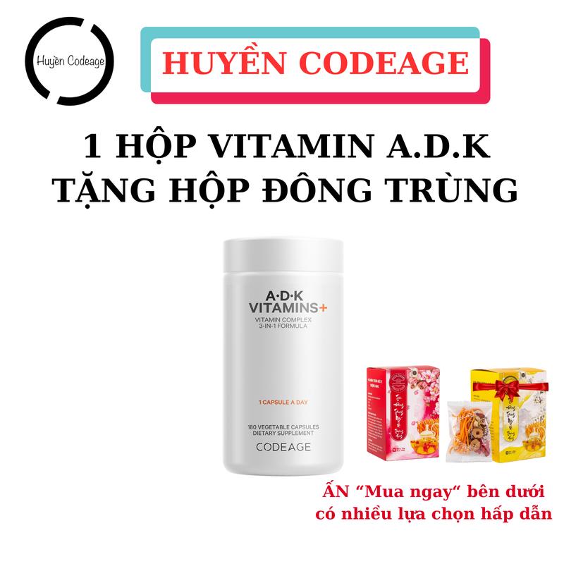 VITAMIN A D K Viên uống vitamin ADK Codeage hỗ trợ sức khỏe toàn diện 180 viên Vitamin A Vitamin D3 Vitamin K1 Vitamin K2 - Huyền Codeage