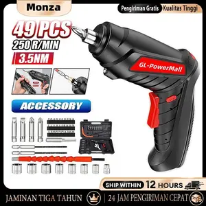 MONZA MALL Mesin Obeng Listrik Bor Cordless Tools Screwdriver Set Koper 47 pcs 4.2V 250 r/min 3.5 n/m USB Charging Folding Screwdriver