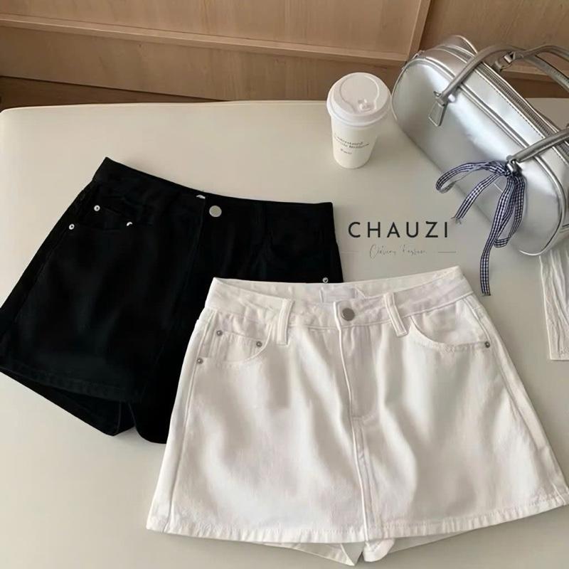 ￼[ XẢ KHO ] CHAUZI- QUẦN VÁY JEANS CHỮ A PHỐI CẠP QS900