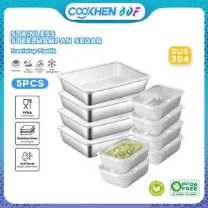 【COD】 5pcs Tempat Wadah Makanan Kontainer Makanan Sayuran Food Box Stainless