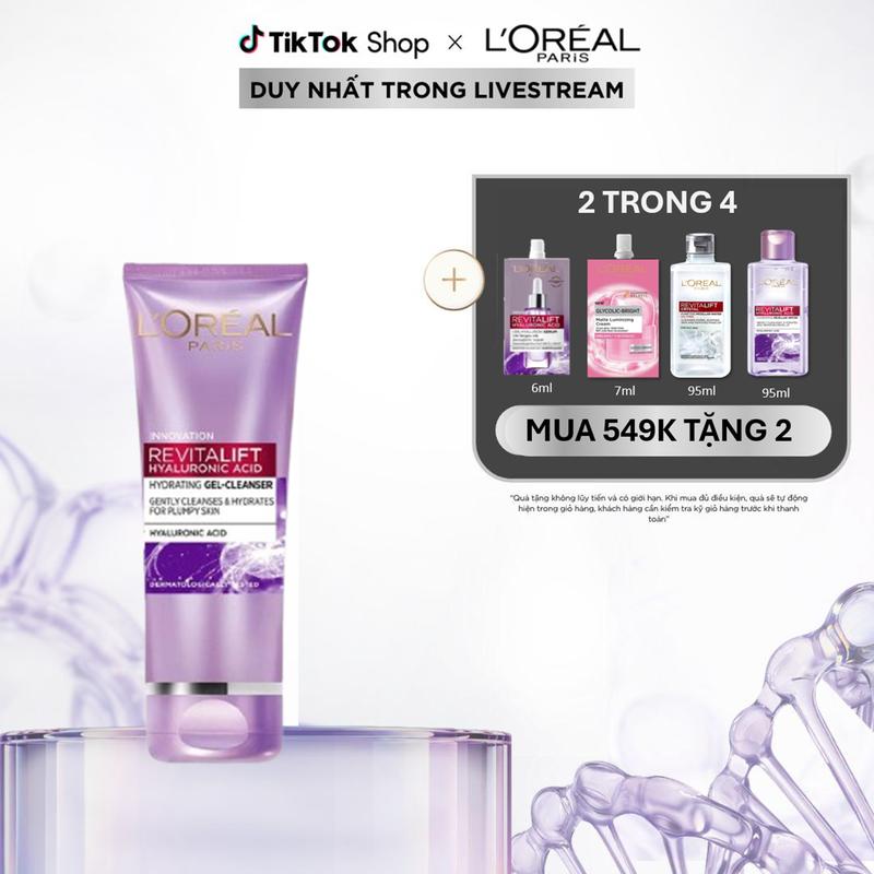 Sữa rửa mặt cấp ẩm và căng mịn da L'Oreal Paris Revitalift Hyaluronic Acid 100ml